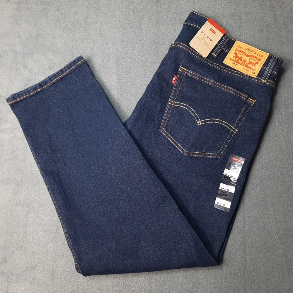NEW Levis Jeans Mens 40x30 Blue 502 Denim Dark Wash 295073196 MSRP 69.50!
